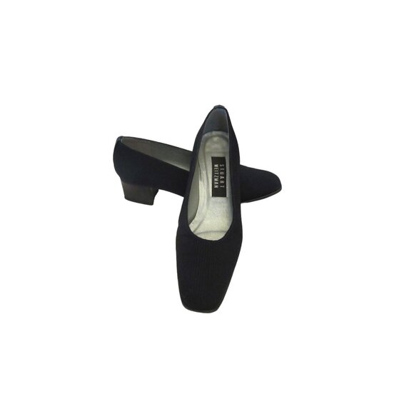 Stuart Weitzman Shoes - Vintage Stuart Weitzman Black Cloth w Leather Trim Low Heel Shoes in Sz 6 1/2M